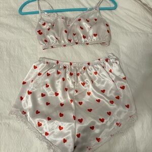 Satin matching heart set pjs